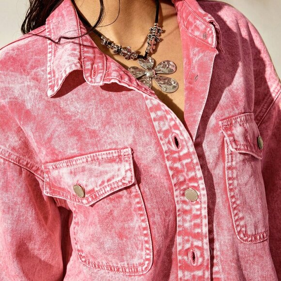 Pink Casual Women's Western Long Sleeve Cowgirl town & shorts set - Picture 7 of 9